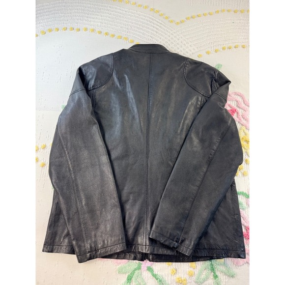 INC International Concepts Mens Black Leather Cafe Racer Jacket XL WPL 8046 - Picture 2 of 7